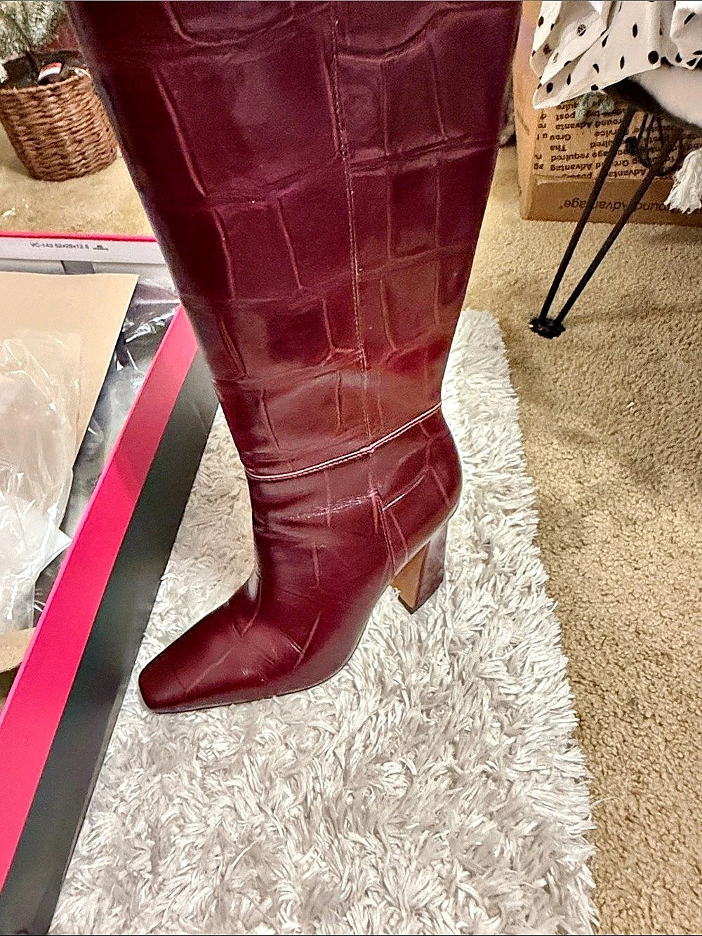 Vince Camuto Sangeti Knee High Boot Crocodile-Embossed Over-the-Knee Boots in